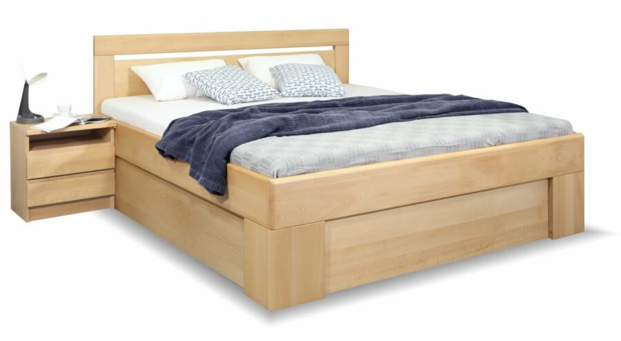 Dřevěná postel s rošty a úložným prostorem Valerian