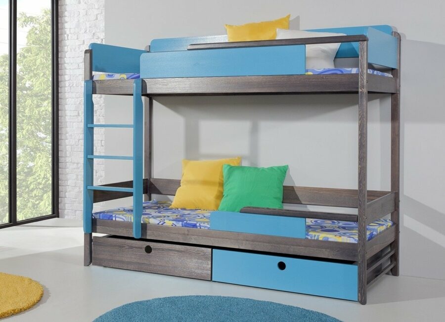 Dětská patrová postel se zábranou a úložným prostorem NATY2