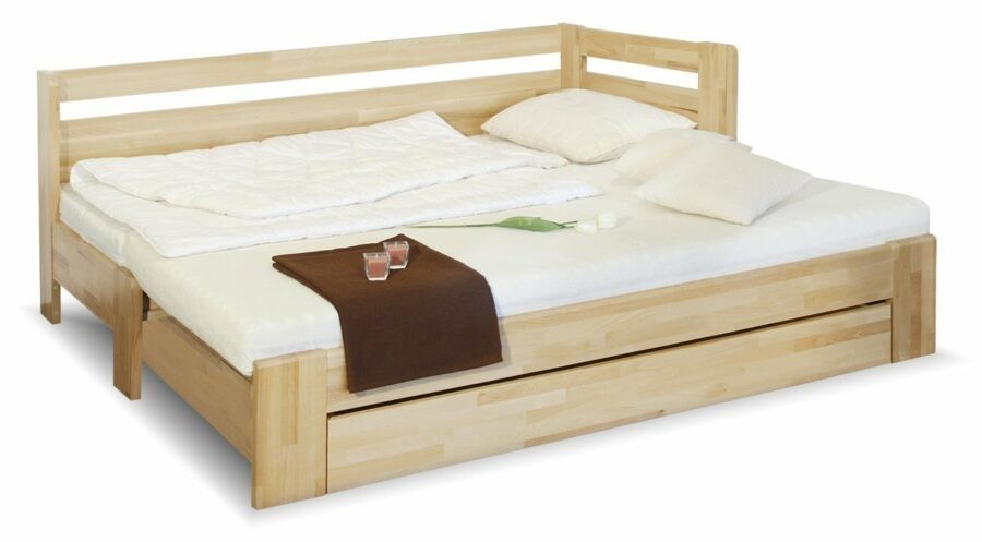 Dřevěná rozkládací postel DUO LUX pravá