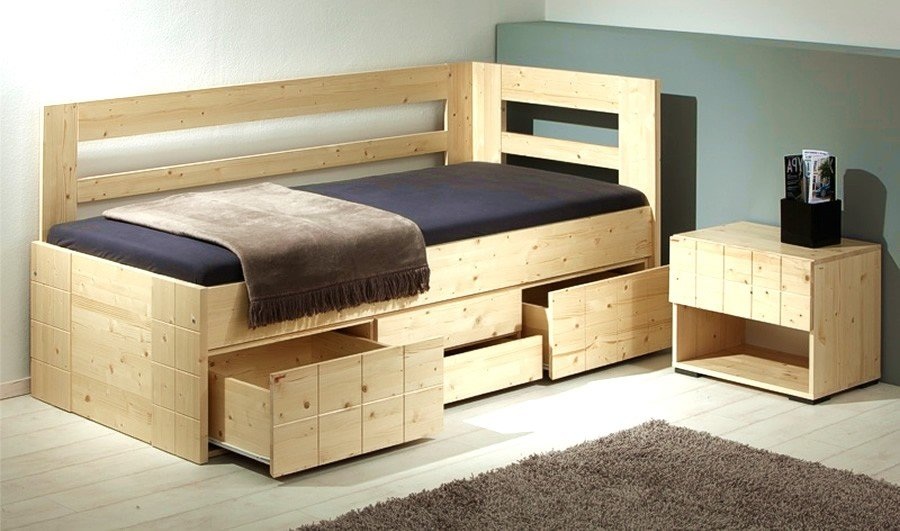 Rohová postel z masivu s úložným prostorem HANNY II. 120x200