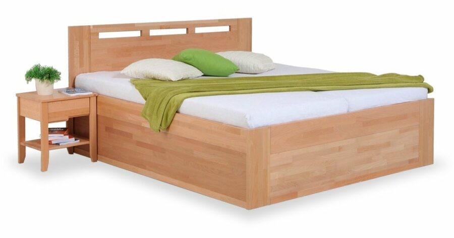 Zvýšená postel z masivu a úložným prostorem VALENCIA senior 160x200