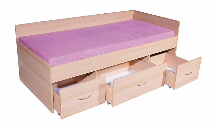 Rohová vyvýšená dětská postel s úložným prostorem GAMA