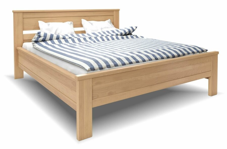 Vysoká dřevěná buková postel LAURA
