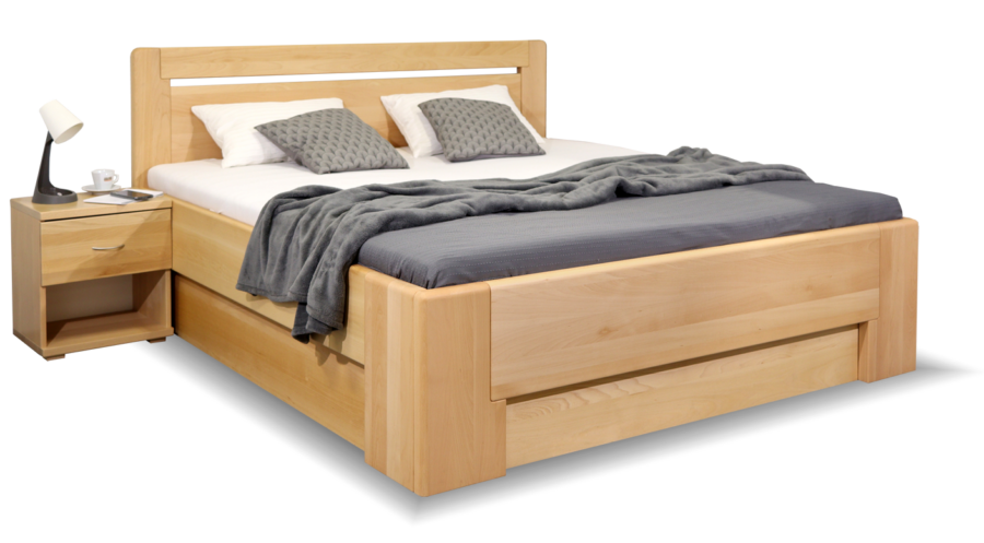 Vysoká dřevěná postel s úložným prostorem MAGNUS