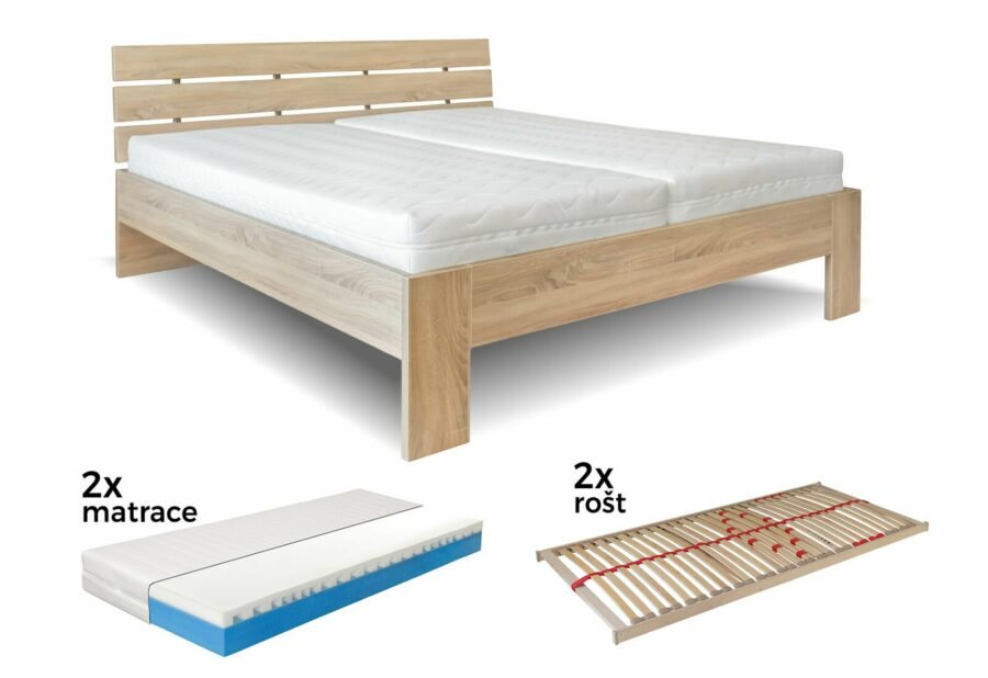 Manželská postel UNIMA s rošty a matracemi