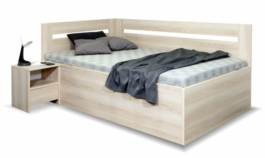 Rohová postel Richardo 120x200 s úložným prostorem a roštem