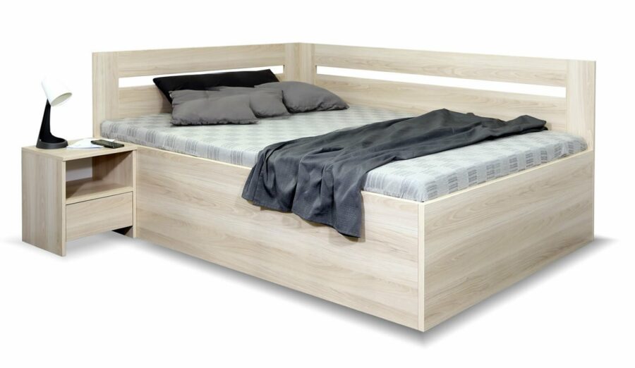 Rohová postel Richardo 140x200 s úložným prostorem a roštem