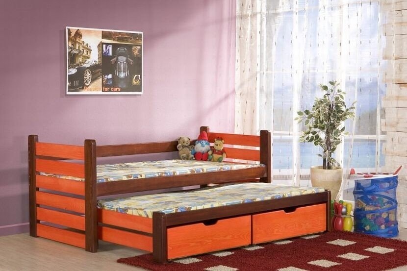 Rozkládací dětská postel s přistýlkou a úložným prostorem Matěj