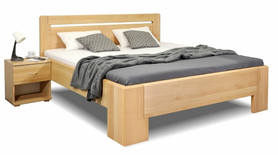 Vysoká pevná dřevěná postel MAGNUS